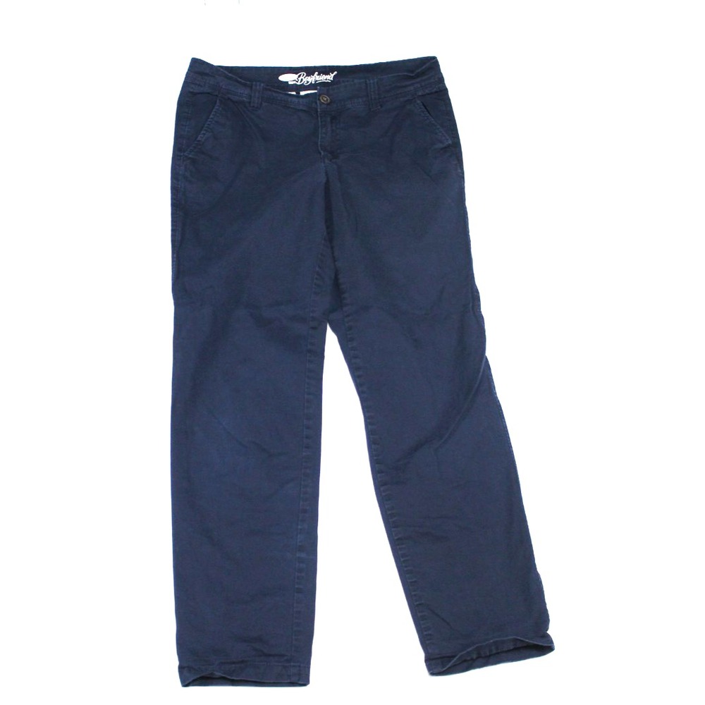 Old Navy Chino Pants Women 8 Tall Blue Excellent Boyfriend Straight Leg Stretch
